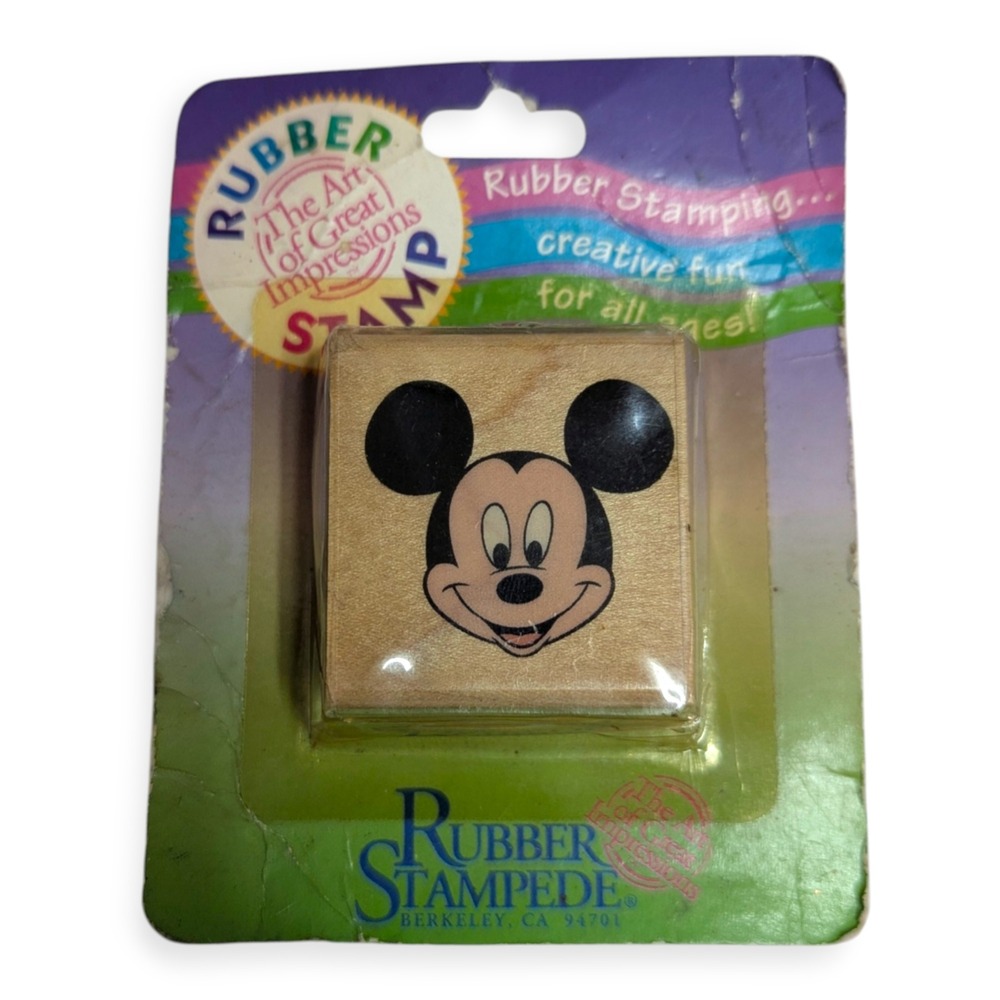 Vintage Rubber Stampede Disney Mickey Mouse Portrait Wood Rubber Stamp 375-C NEW